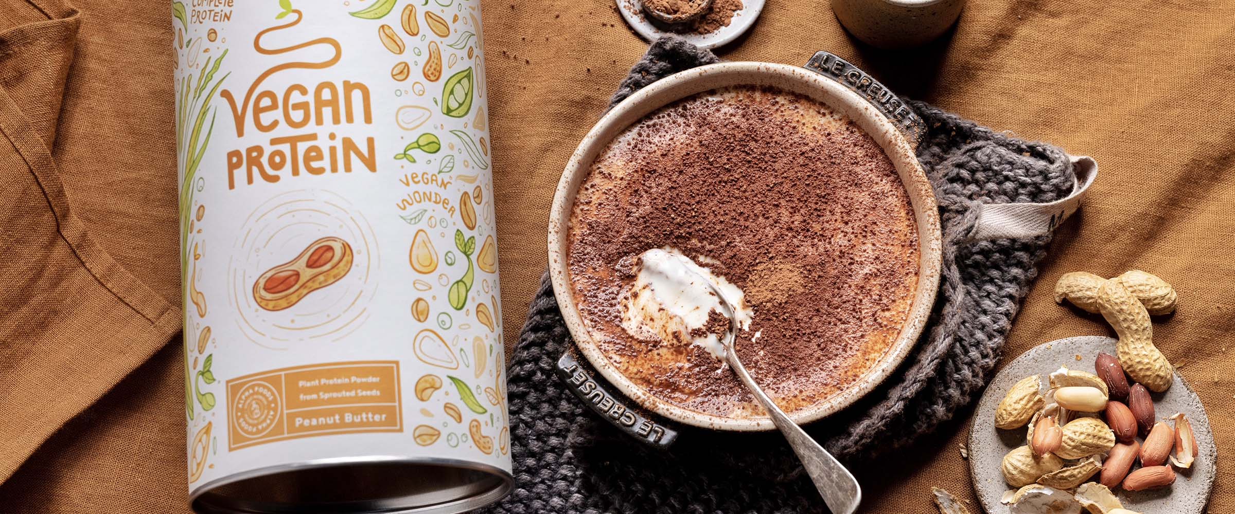 EIWITRIJKE EN VEGANITISCHE PINDAKAAS TIRAMISU