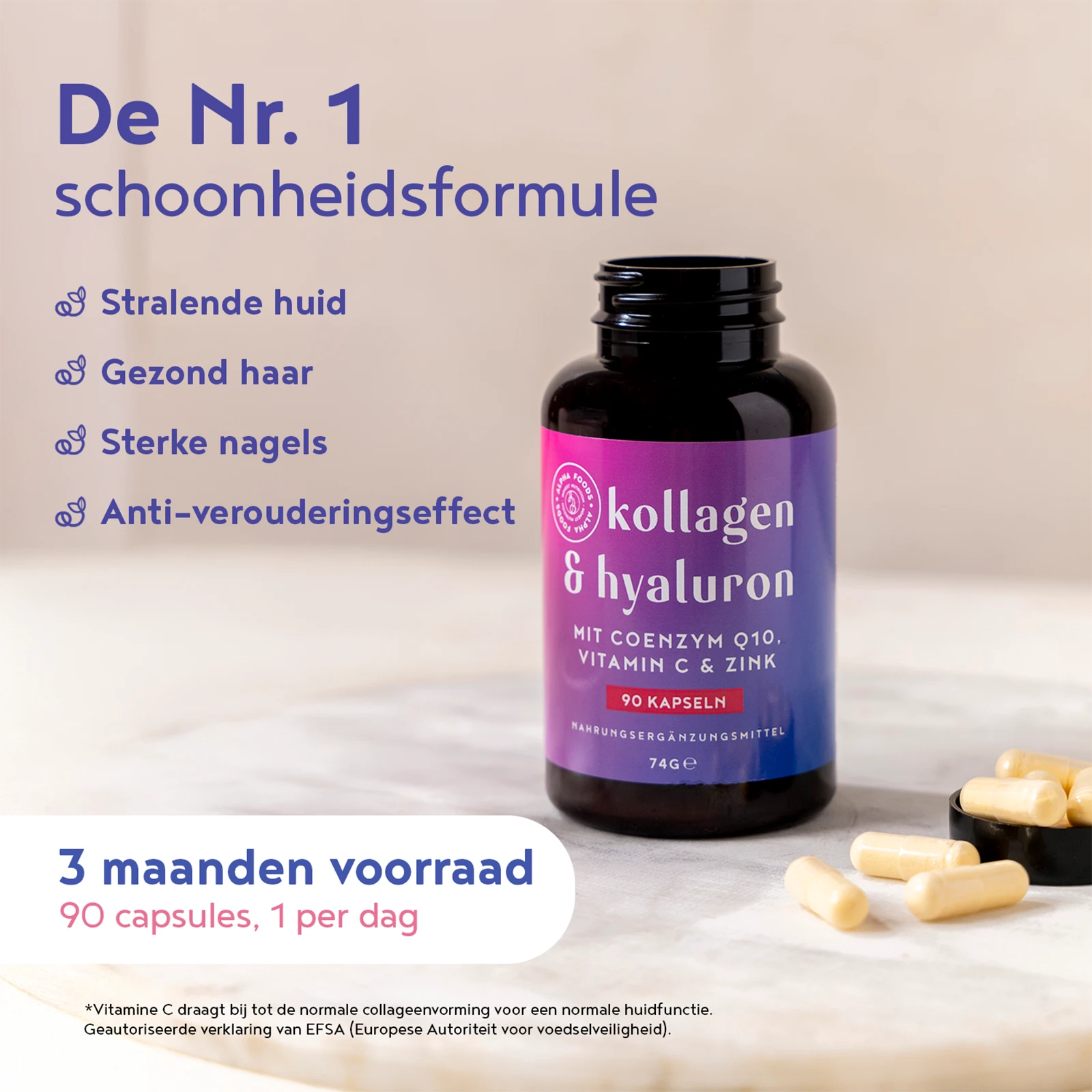 A+ One - Collageen & hyaluronzuur met Q10, vitamine C en zink