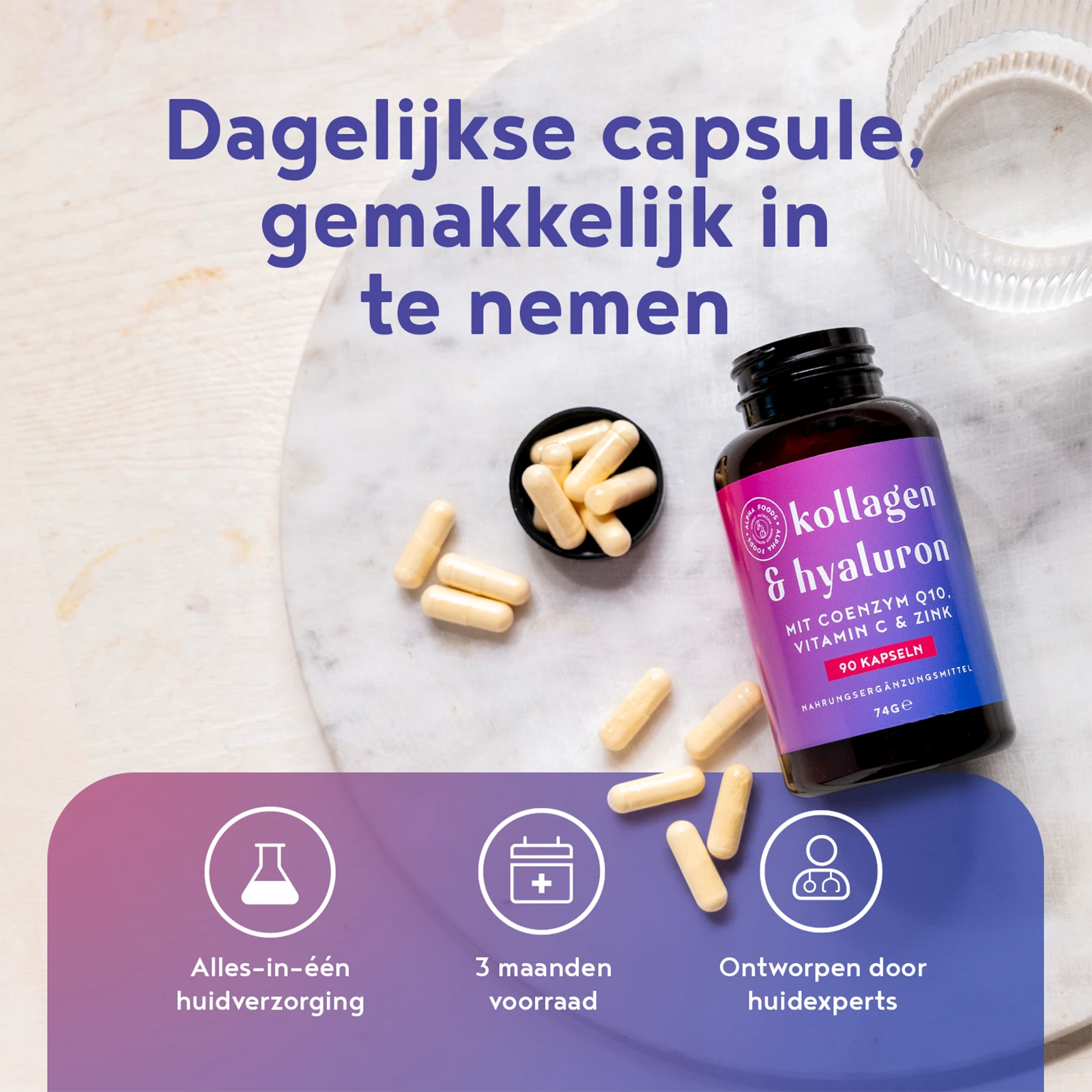 A+ Four - Collageen & hyaluronzuur met Q10, vitamine C en zink